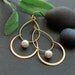 Pearl earrings - June birth stone, June birthstone, Pearl double hoop earrings in gold