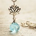 Silver Lotus Earrings - Blue Topaz - Yoga Jewelry, Zen, Nature Inspired