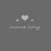 RESERVED LISTING for Shannon