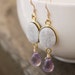 White Onyx Druzy Earrings with Lilac Pink Amethyst - 14KT Gold Fill, Winter Sparkles, Frosty