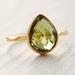Green Peridot Ring - August Birthstone Ring, August Birthdays - Vermeil Gold, Size 5 Ring
