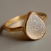 Gemstone Ring - Druzy Ring - White Agate Druzy - Teardrop Shape - Stacking Ring