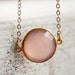 Peachy Pink Chalcedony Necklace - Simple Bezel Necklace - Spring Color Palette