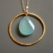 Gold Aqua Chalcedony Necklace - Sea Foam Green - Mint Green, 14KT Gold Fill