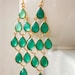 Green Onyx Chandelier Earrings - Emerald Green - Glamorous Hollywood