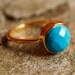 Blue Turquoise Ring - Vermeil Gold - Stacking Ring, Something Blue