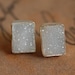 Soft Grey Agate Druzy Studs - Rectangular Studs - Silver Filled, Post Earrings