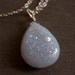 White Agate Geode Slice Druzy Necklace - Sterling Silver - Brilliant Sparkle, Dreamy
