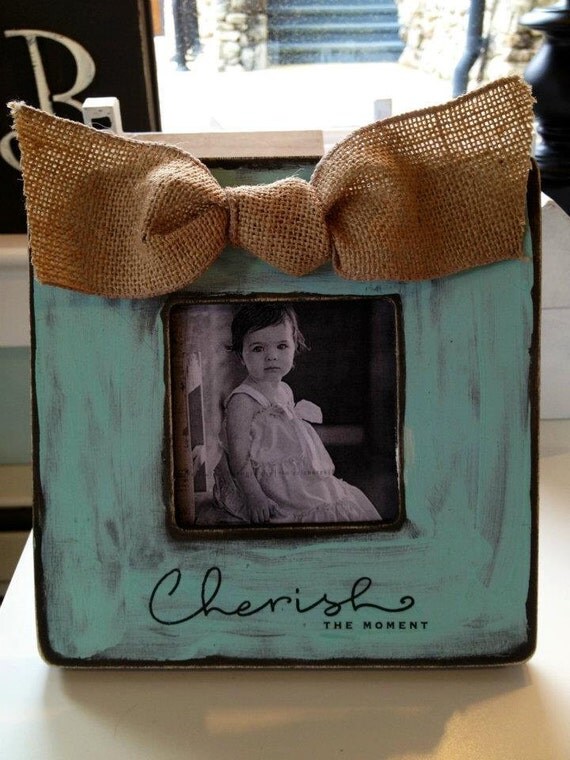 Sweet Tiffany Blue Picture Frame with Burlap by farmhouseingrace