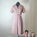 1970s dress / wonderful Liberty print - tiny flowers - in pinkish red / size L-XL