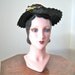 SALE 1940s hat / beautiful black straw with bows in red, green and yellow