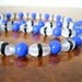 1930s necklace / beautiful Art Deco beaded necklace in cobalt blue, black, and frosted clear glass