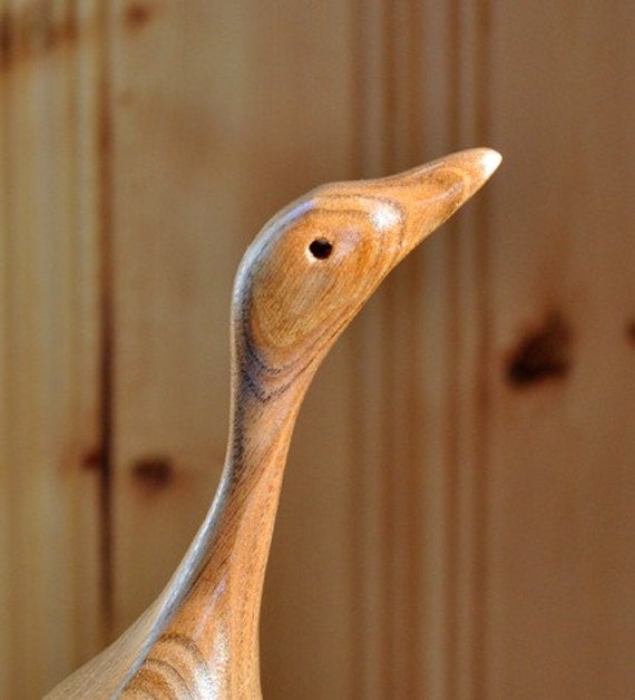 Stylized Bird Hand Carved in Butternut Wood Wood Carving for