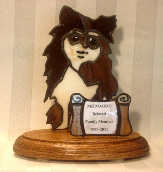 Pet Memorial LONG HAIRED CHIHUAHUA in Stained Glass Statue