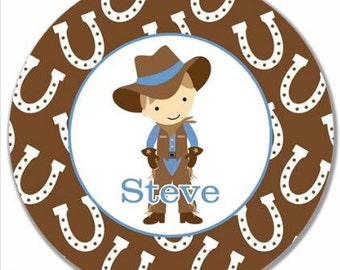 Personalized 10" Melamine Plate--Cowboy Light Brown