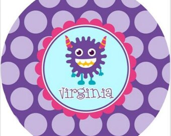 Personalized 10" Melamine Plate--Monster Girl
