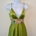 chartreuse, size medium, silk, beads, sequins, gypsy, designer, redhead, party, wedding, sexy, alluring, green, floral