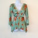 silk, charmeuse, gypsy, size medium, redhead, boho, bohemian, resort, psychedelic, retro, plunge neck. bell sleeves, floaty, girly, feminine