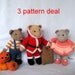 Pip, Santa and and Darcy - 3 pattern deal - knitted toy mouse dolls - INSTANT DOWNLOAD - PDF email knitting patterns - ePatterns