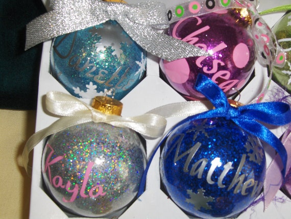 Personalized Glitter Christmas Ornaments