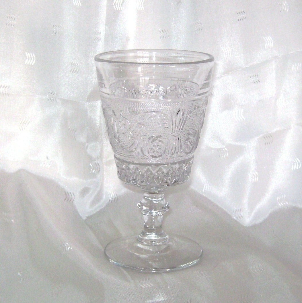 Crystal Sandwich Glass Goblet Water Glass by Duncan Miller