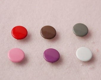 50 sets, Mixed Colors (6 colors) Capped Prong Snap Button Set 8, Size 14L (8.5 mm)