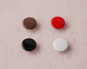50 sets, Black, White Brown, Red Shade (4 Colors) Capped Prong Snap Button, Size 18L (11.3 mm)