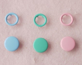100 sets, Pastel Shade (3 Colors) Capped and Open Prong Snap Button Set 3, Size 16L/15L (10/9 mm)