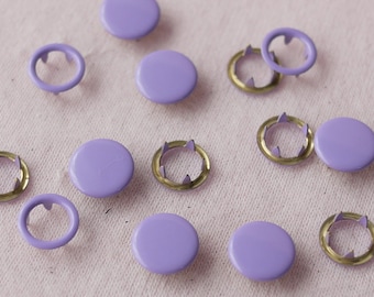 50 sets, Light Purple Capped and Open Prong Snap Button, Size 18L/17L (11.3/10 mm)