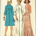 Vintage 1973 High Neck Dress and Evening Coat in Two Lengths...Simplicity 6046 Bust 34 UNCUT