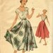 Vintage 1950 Scoop Neck Extended Shoulder Blouse...Full Circle Skirt...Advance 5509 Bust 34