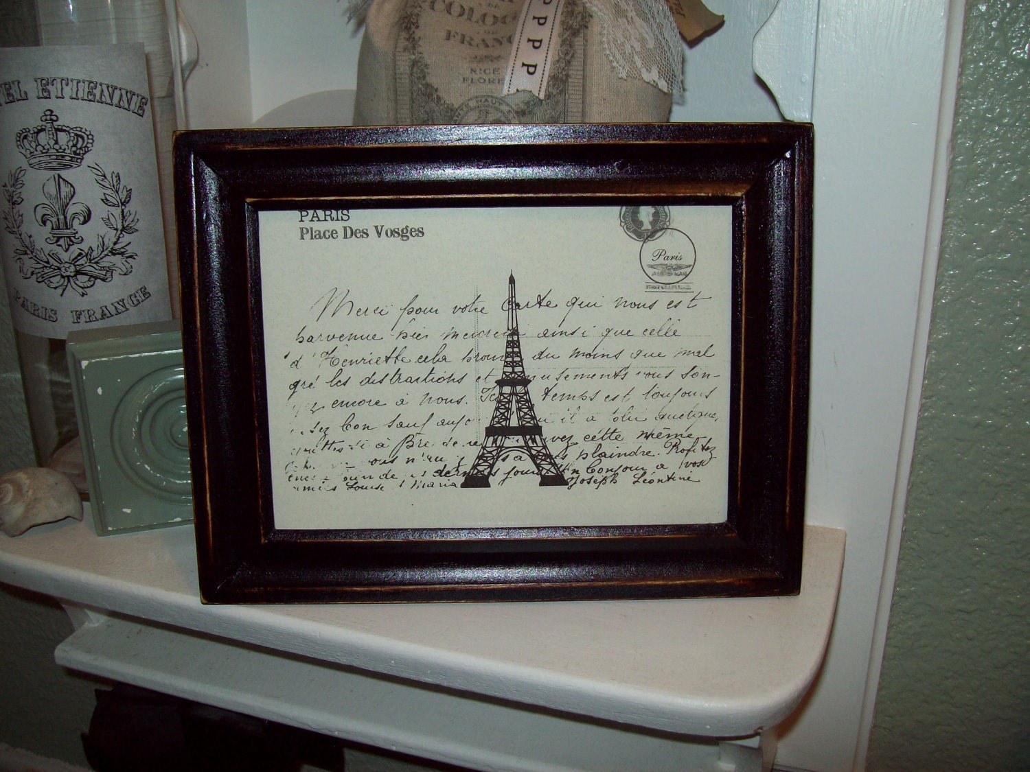 Shabby Paris picture frame Eiffel Tower by JulieannasCreations