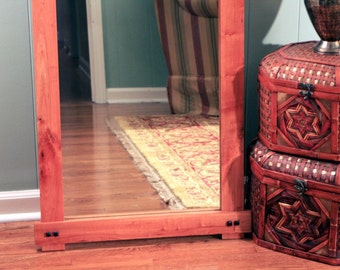Rustic Cherry Full Length or Floor Mirror, Gloss Clear Coat Finish, 24 x 72 - Handmade