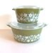 Reserved, Vintage Pyrex Covered Dish // Caserole Dish // Spring Blossom Avocado and White Pyrex Covered Casserole Set