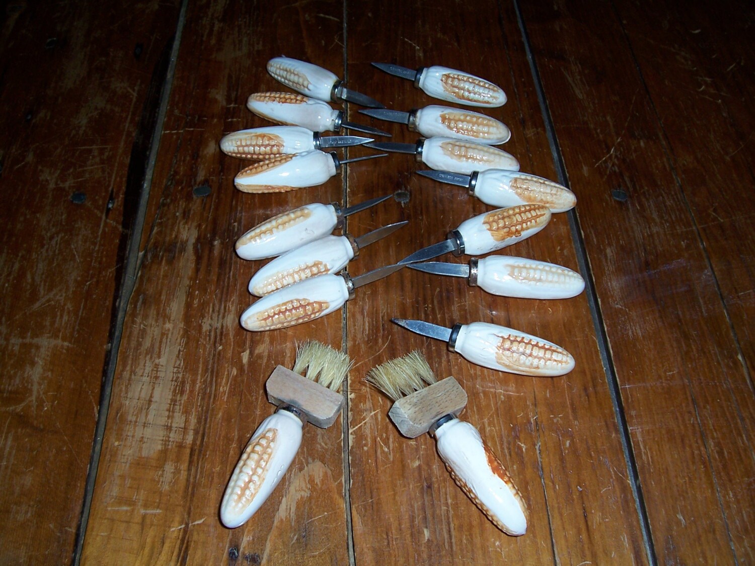 Vintage Ceramic Corn Cob holders and brush