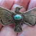 CLEARANCE PRICED Antique Silver Old Pawn Dove or Bird Brooch with Turquoise, Fred Harvey Style Native American Made