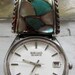 Reserve For Dan Sondstrom Vintage Beautiful Handmade Sterling Silver Signed Turquoise,Coral and Mother of Pearl Watch Tips