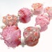 Powder Puff Lampwork Bead Set Pink White SRA FHFteam