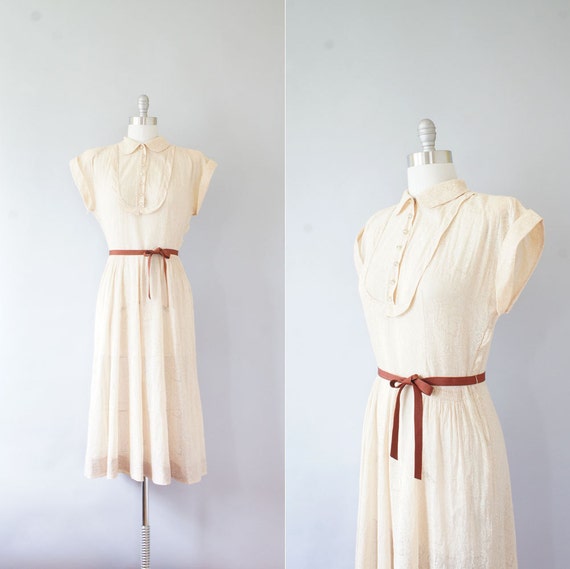 1940s dress / vintage 40s cotton print dress / by Coralroot