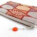Small Zippered Bag in Cherry Red with Beaded Zipper Pull