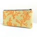 Orange Coral Clutch / Zippered Bag / Beaded Zipper Pull