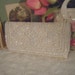 Vintage BRIDAL White Pearl and SEQUENCE Clutch Wedding Day Hand BEADED Clutch Made in Hong Kong