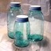 3 VINTAGE Blue Glass Ball Perfect Mason Canning Jars with Zinc Lids in 3 sizes. cannister set