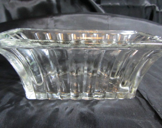 Rectangular Glass Serving Bowl, Mid Century Glass Bowl, Rectangular Clear Glass Vase, Kitchen Glass Bowl, Unique Glass Serving Bowl