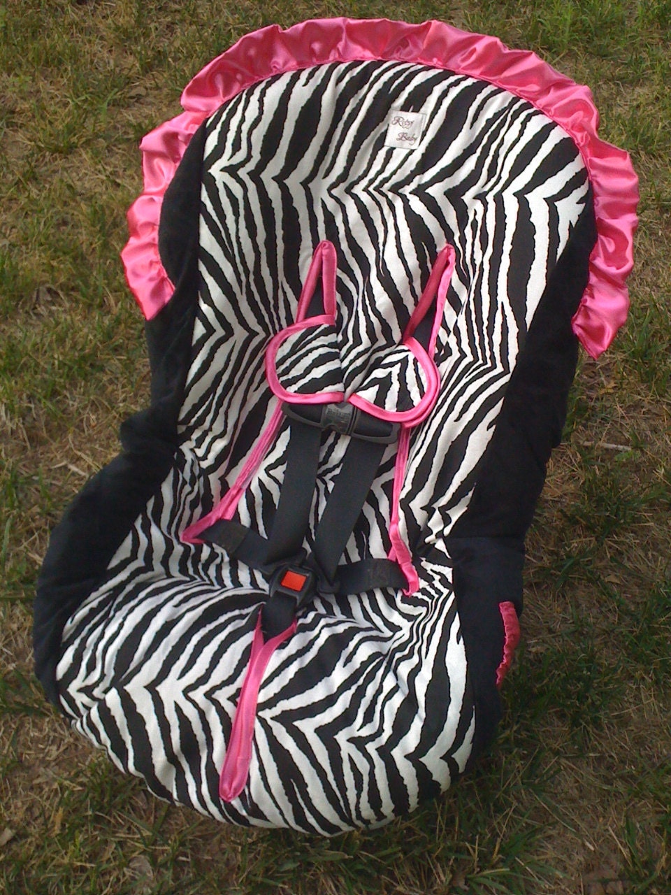 Zebra cotton with hot pink Toddler Car Seat by RitzyBabyOriginal