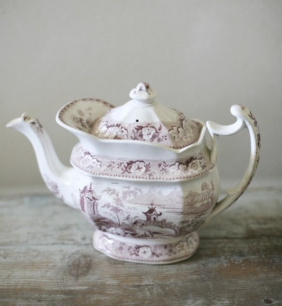 transferware teapot by sadieolive on Etsy