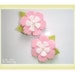 Girls Hair Clip - Pink And White Felt Flowers With Pink Pearl Center Hair Clips