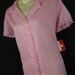 1970's pink floral embroidered blouse. short sleeve. scalloped hems. x-large. new old stock.