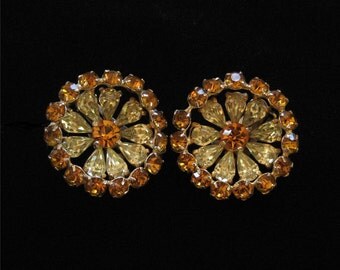Topaz and Yellow Rhinestone Earrings