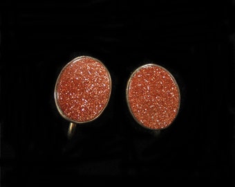 Gold Filled Goldstone Earrings, Curtis Creations by Curtman for Uncas